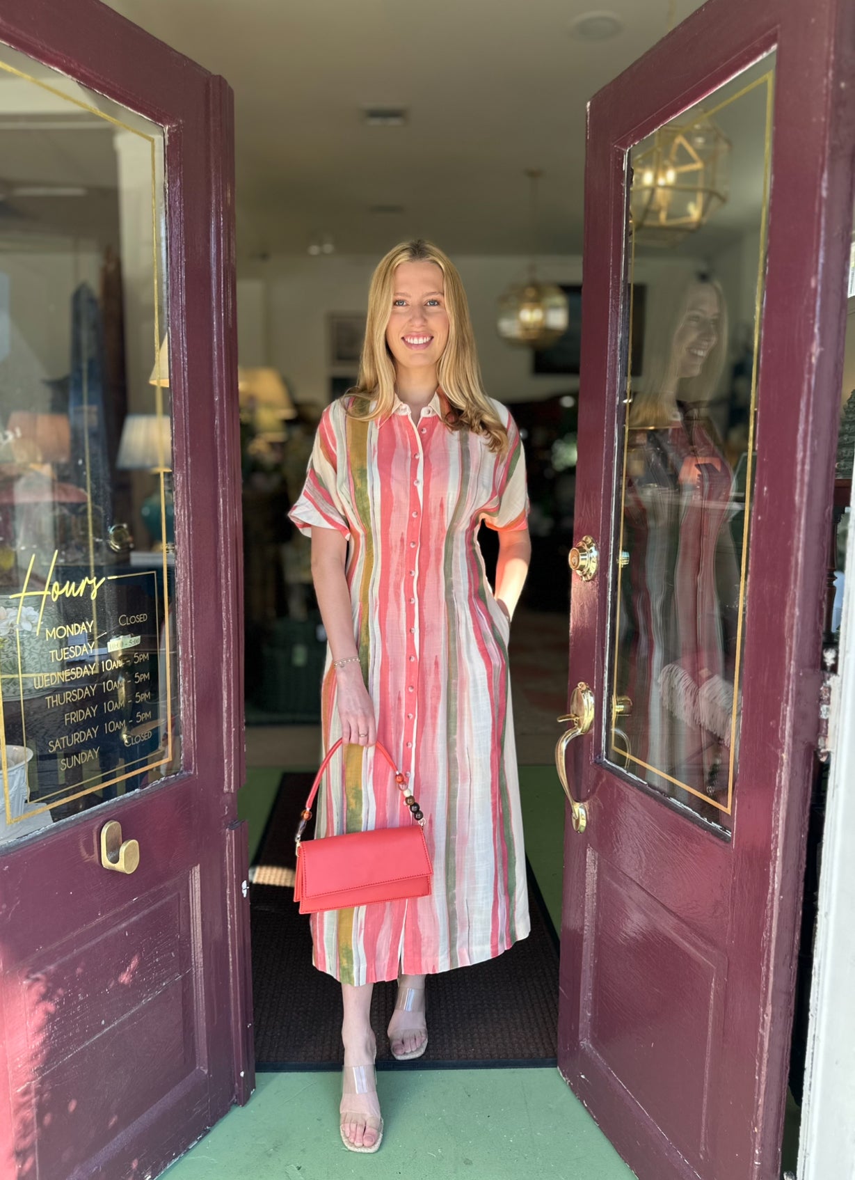Heidi Button Up Stripe Shirt Dress