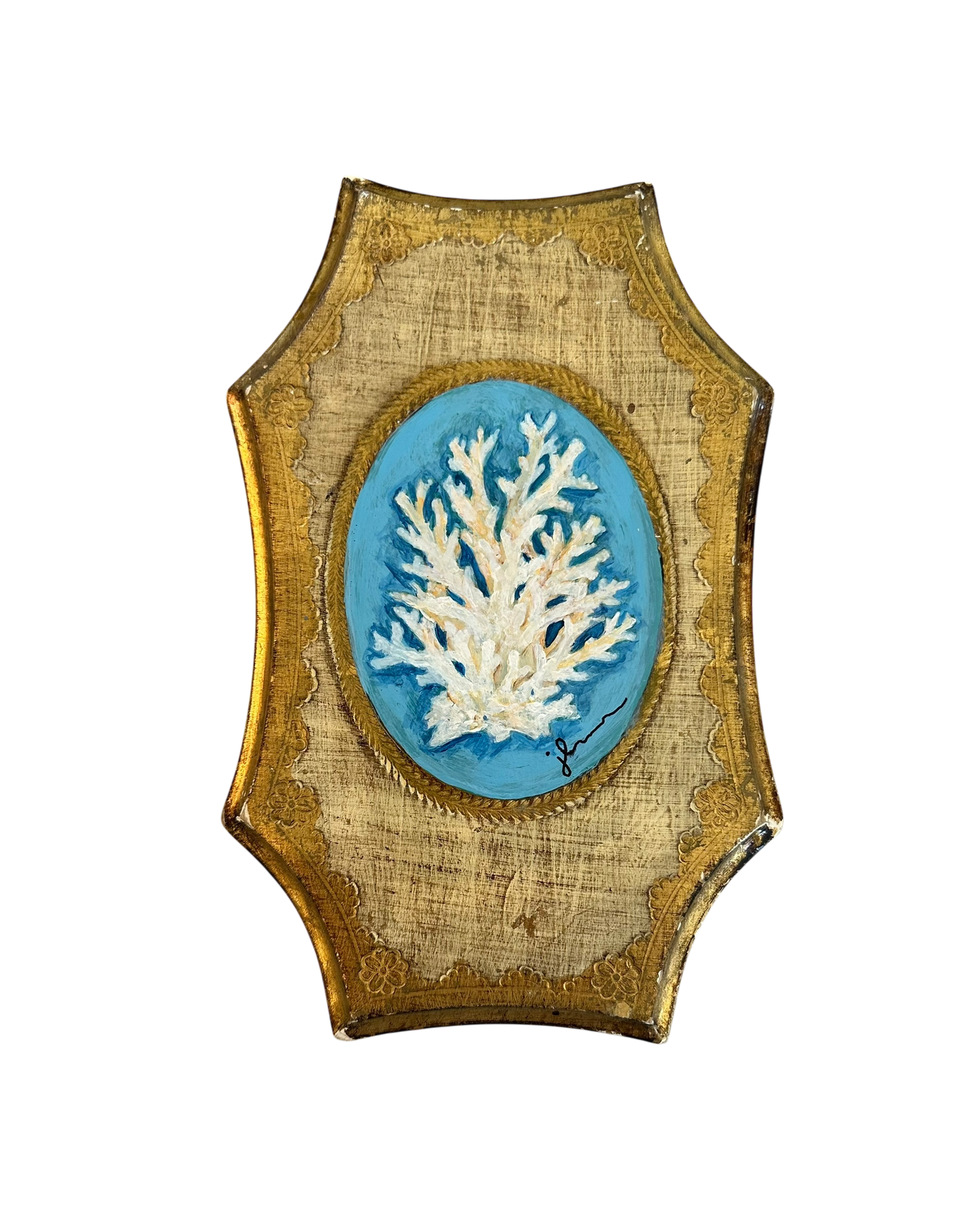 Jenn Leverett Art - Blue Coral on Florentine