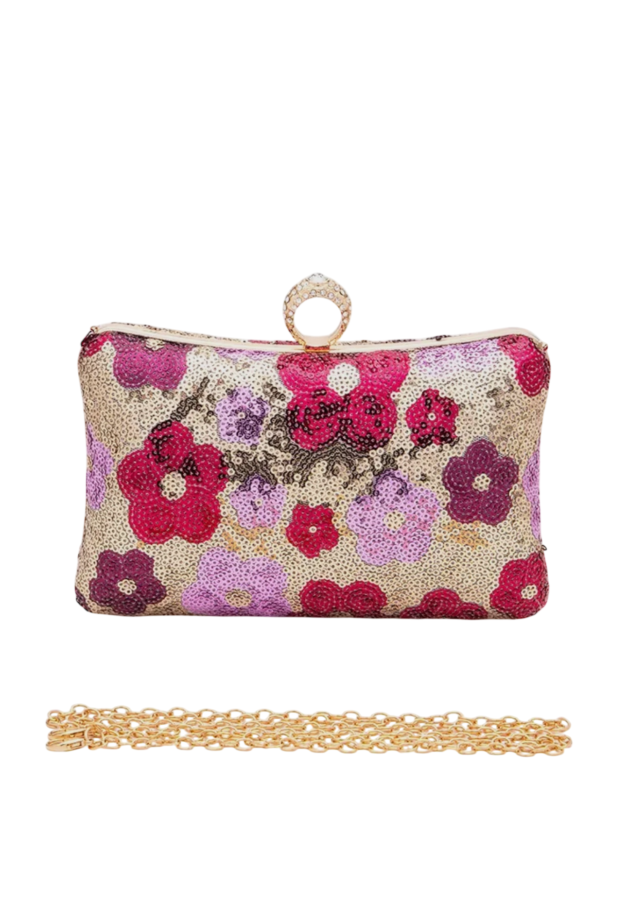 Sequins Flower Clutch - Gold