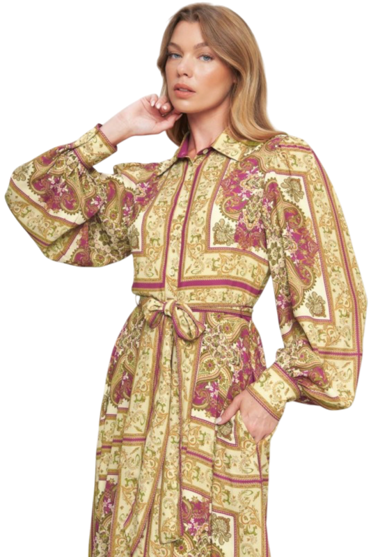 Abstract Floral Paisley Maxi Dress