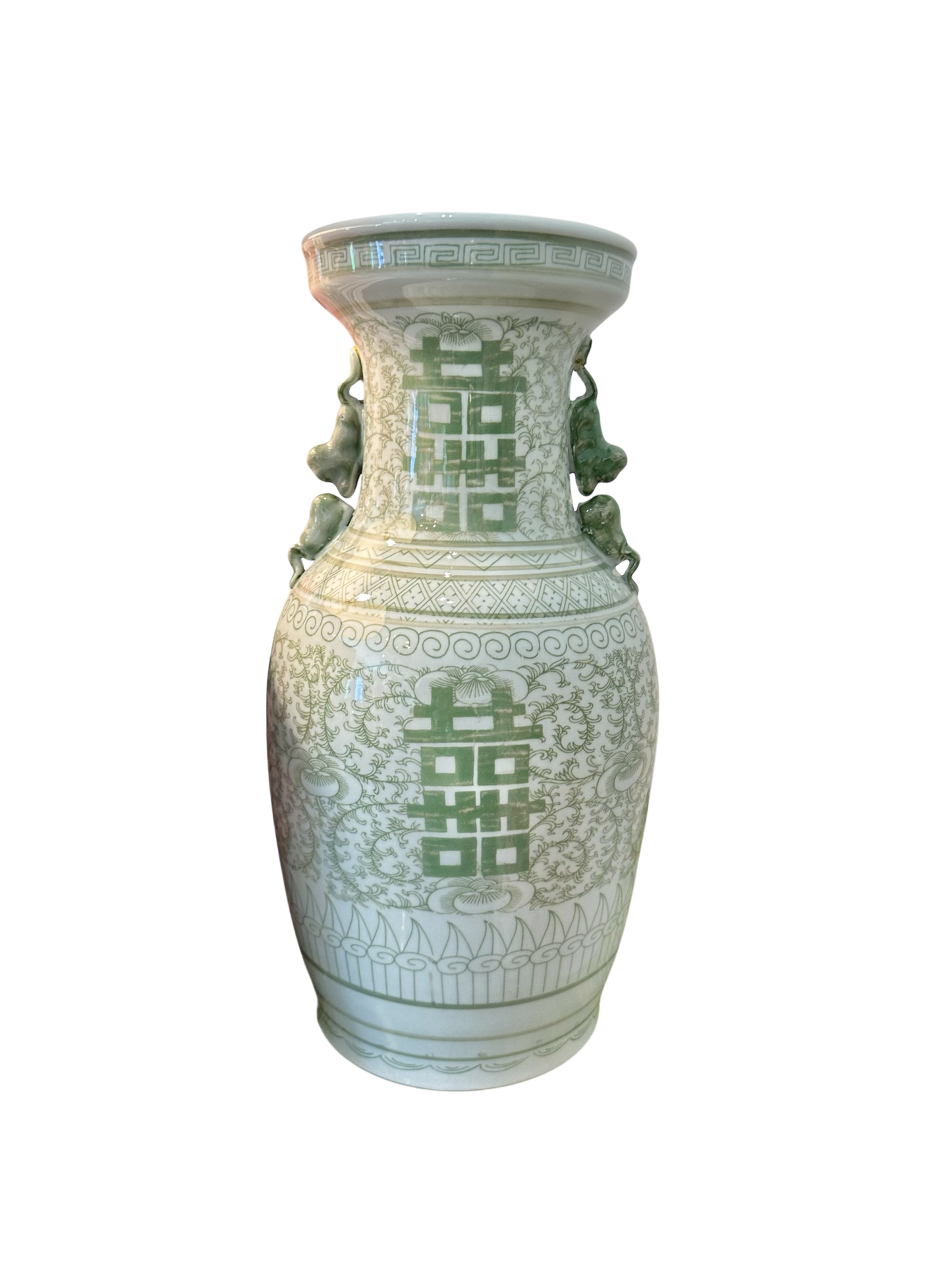 Green & White Large Lug Vase
