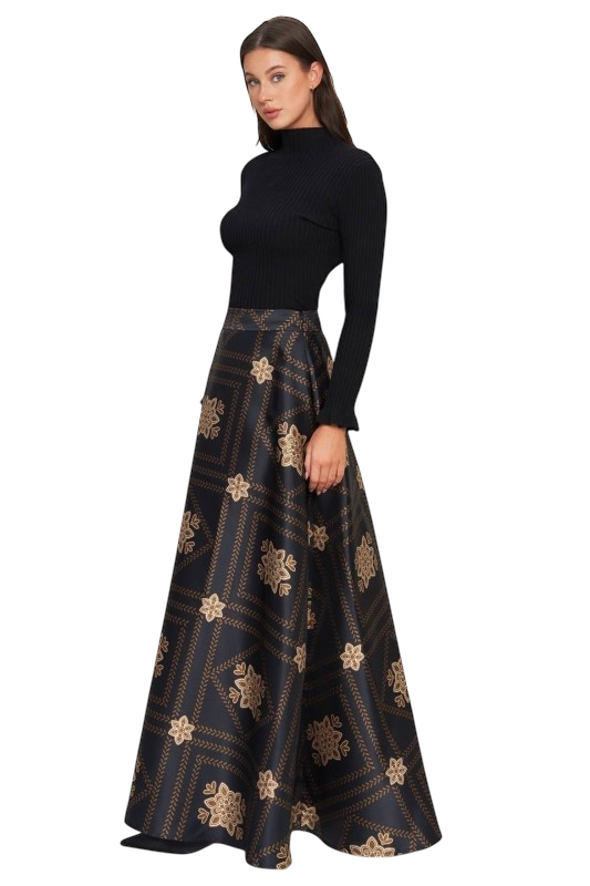 Geometric Jacquard Circle Maxi Skirt