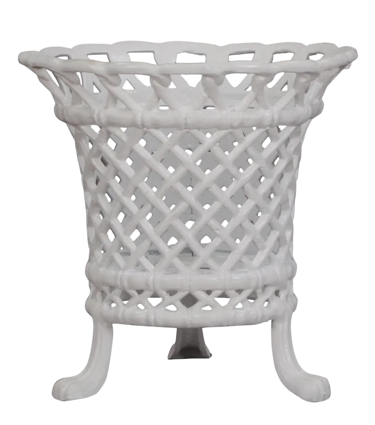 White Lattice Footed Floor Planter