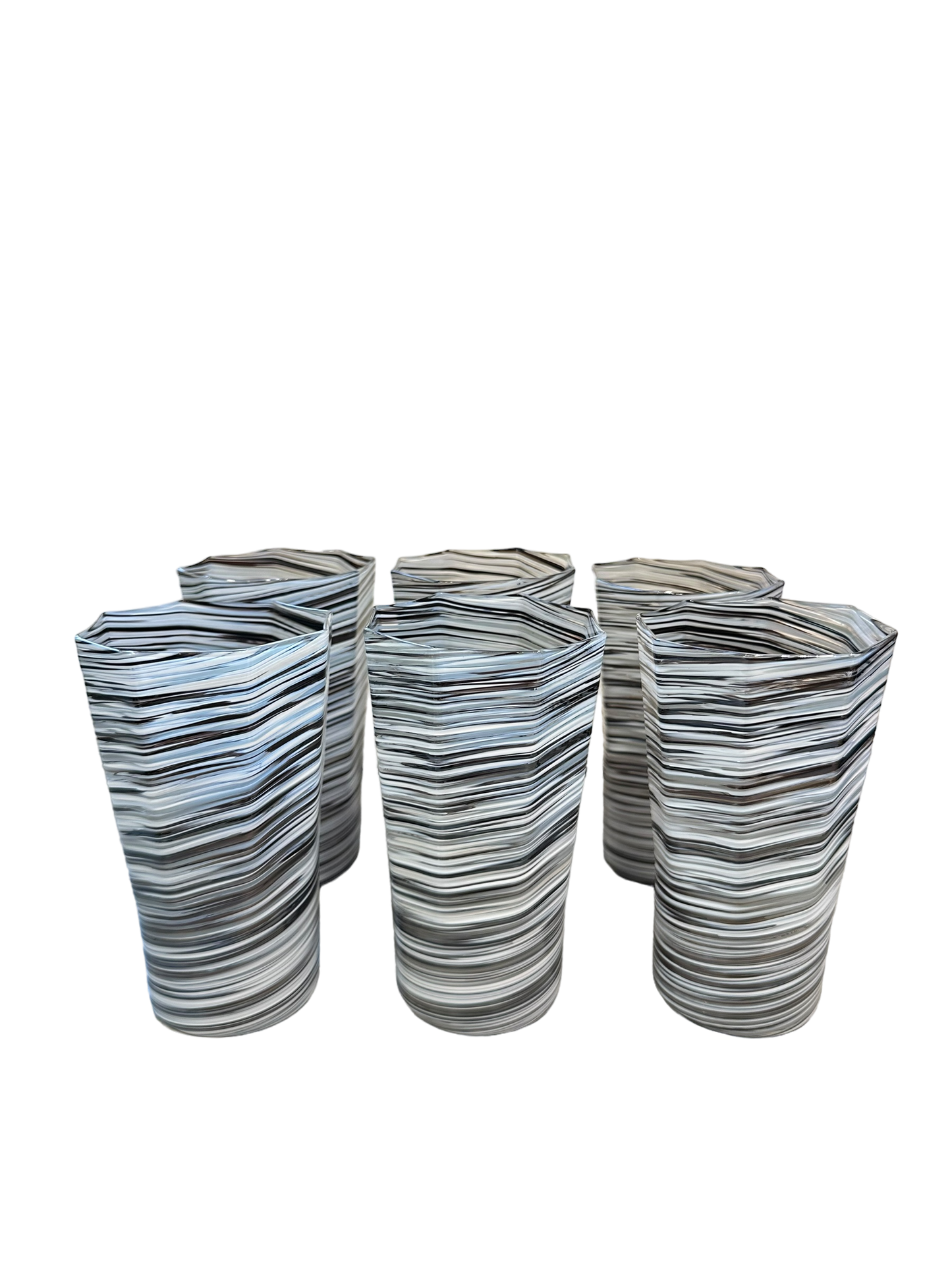 Set of 6 Tall Octagonal Twist Glasses