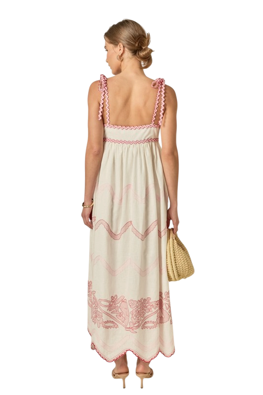 Pink Embroidered Ric Rac Maxi