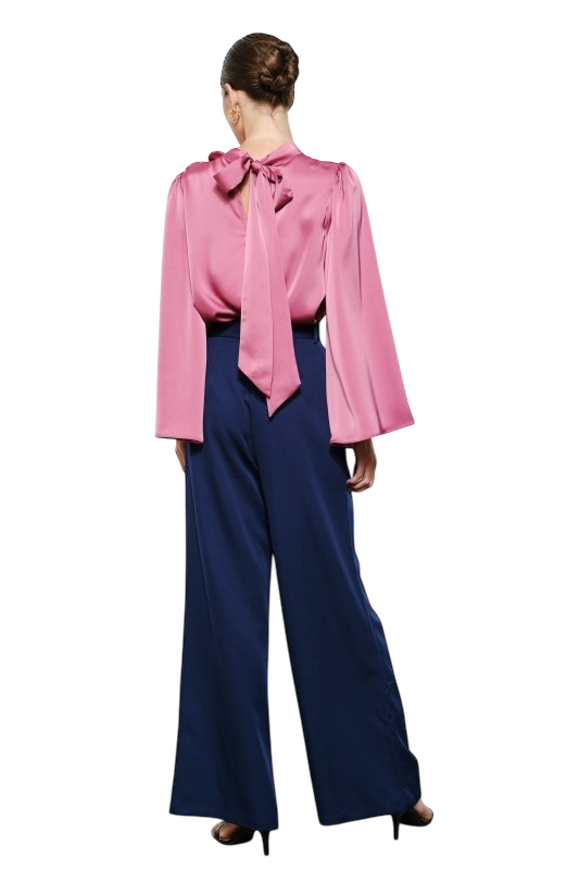 Sequin Flower Satin Blouse