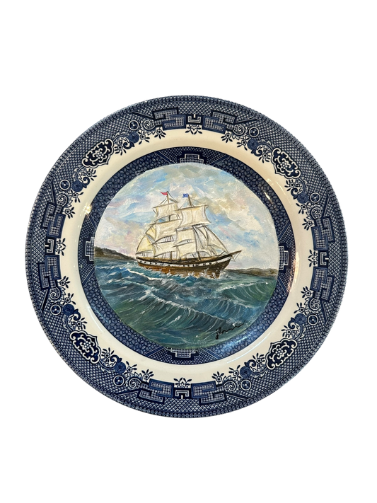 Jenn Leverett Art - 10” Sailboat Blue Willow