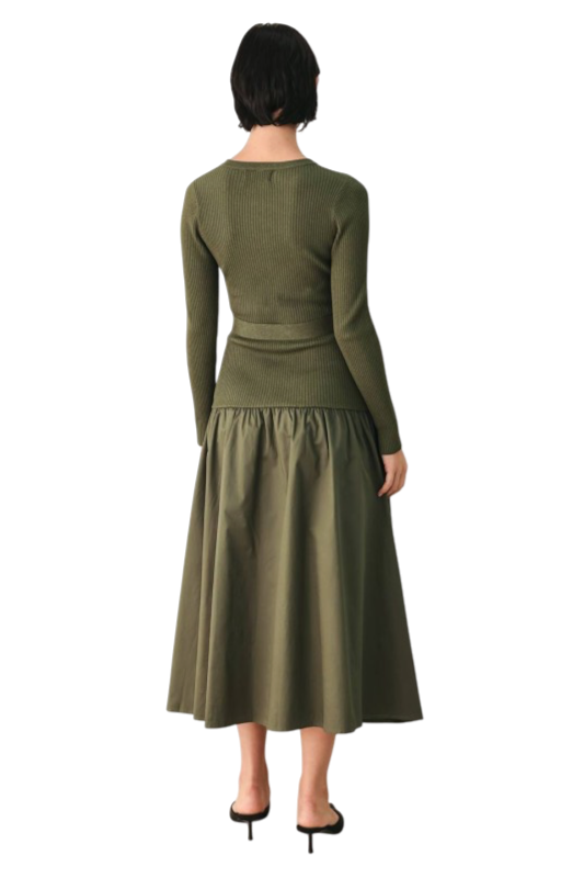 Olive Knit Midi Dress