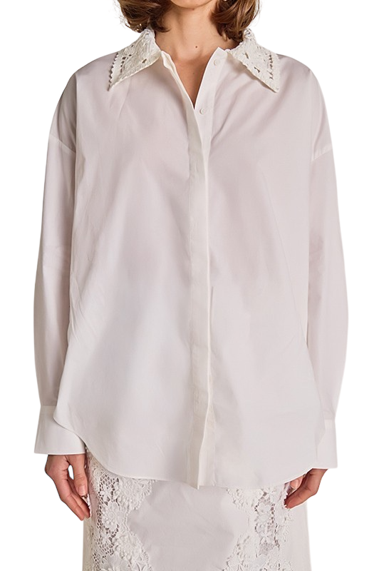 Crochet Collar Detailed Shirt - White