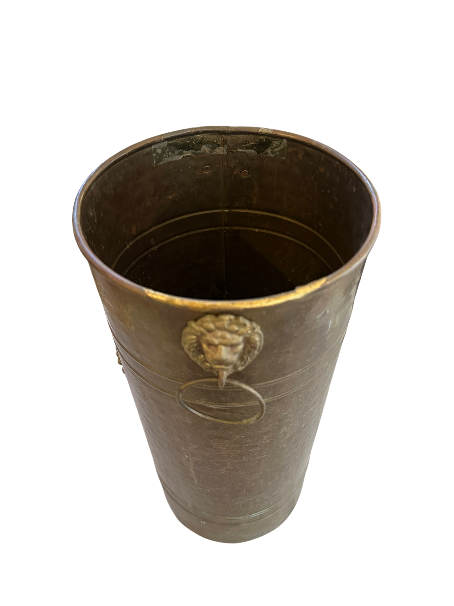 Vintage Hammered Brass Umbrella Stand w/ Ribbon II