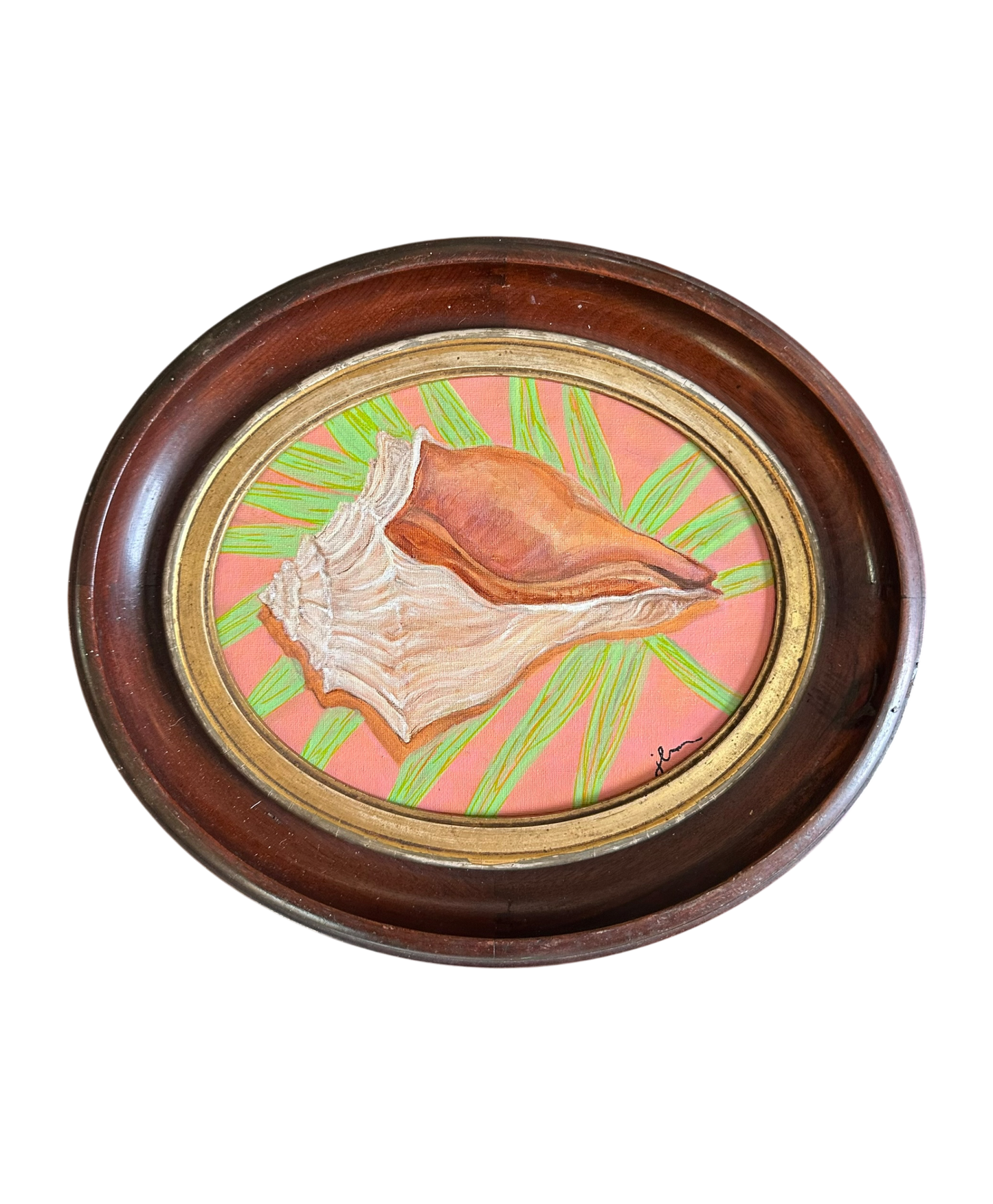Jenn Leverett Art - Conch in Oval Frame