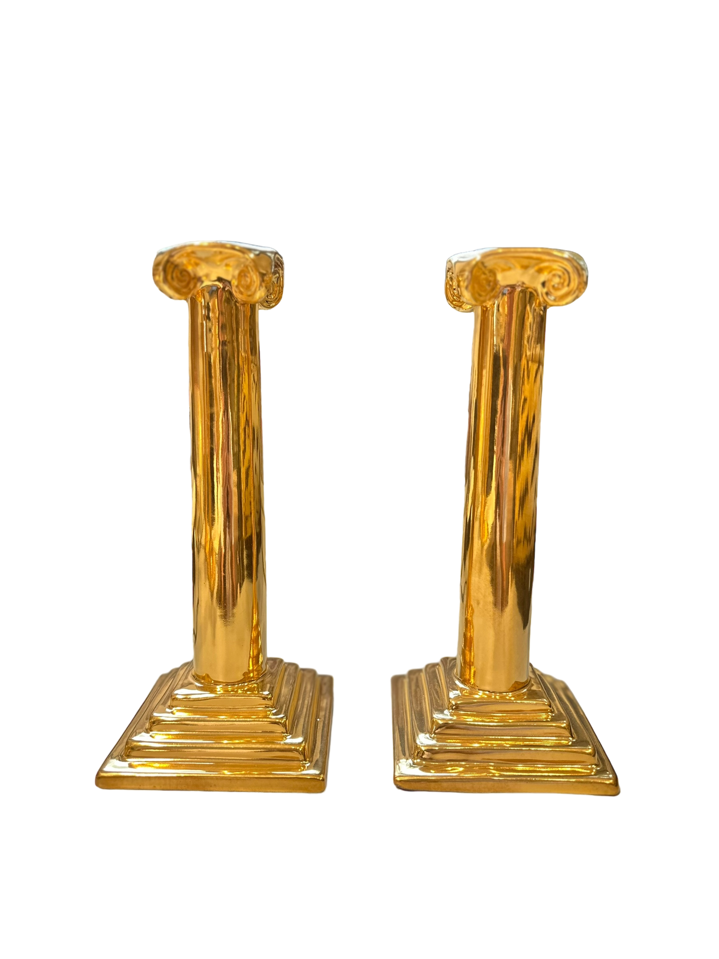 Pair of Ionic Column Candlesticks, 8”