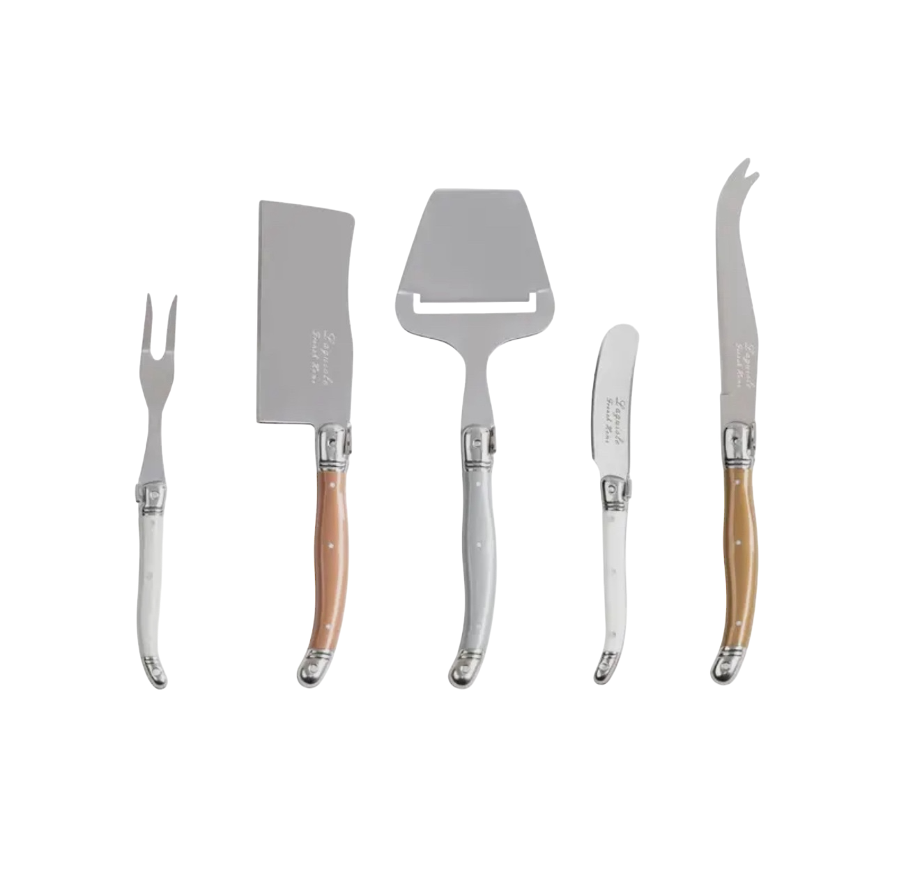 Laguiole Cheese Knife, Fork & Slicer Set - Metals