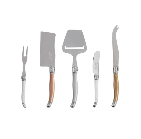 Laguiole Cheese Knife, Fork & Slicer Set - Metals