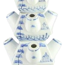Medium Village Scene Pale Blue and White Tulipiere