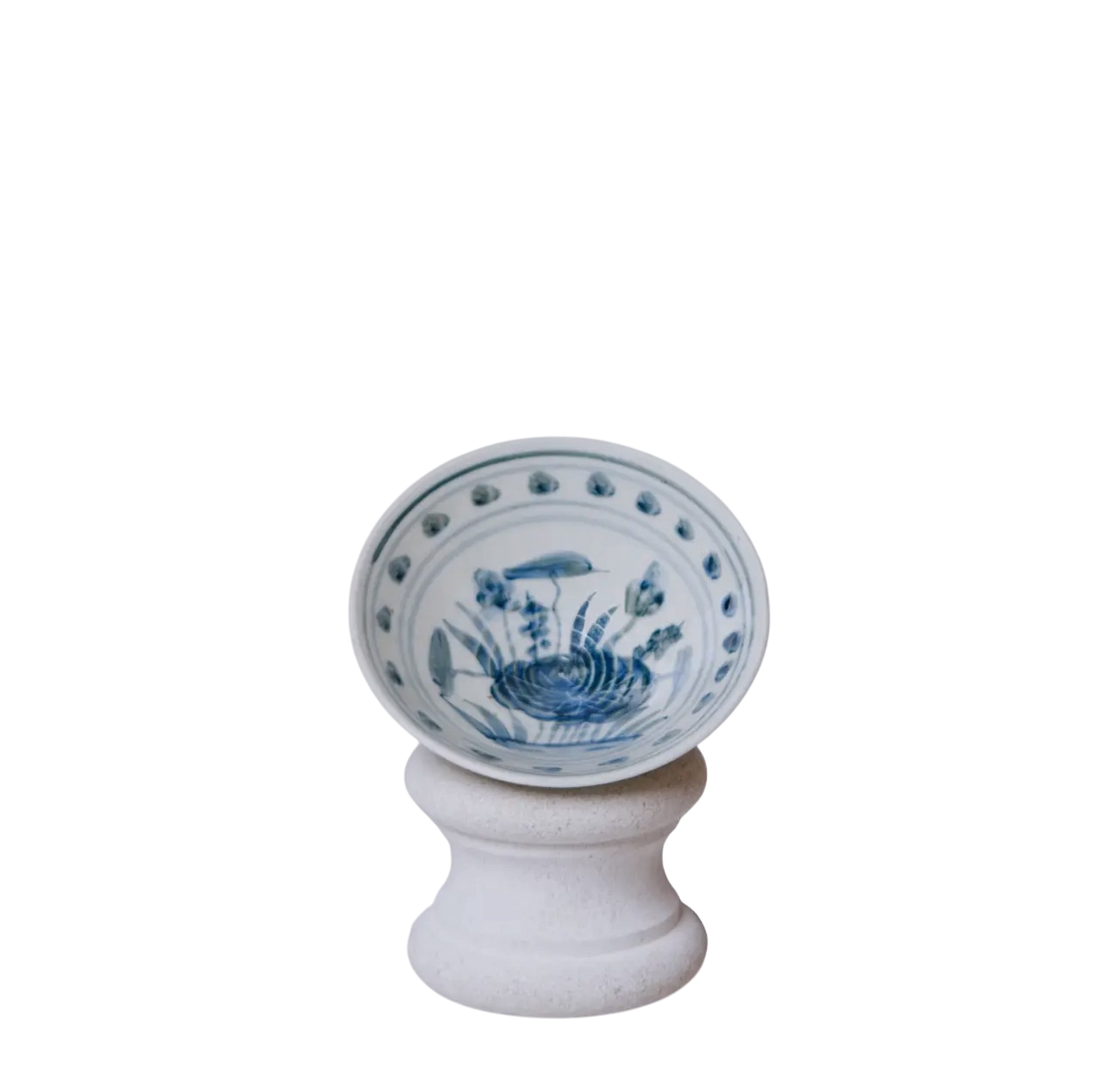 Small Blue & White Lotus Conical Bowl