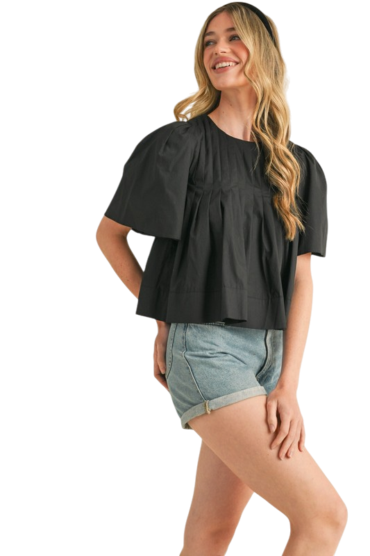 Pleated Short Sleeve Top - 3 Colors!