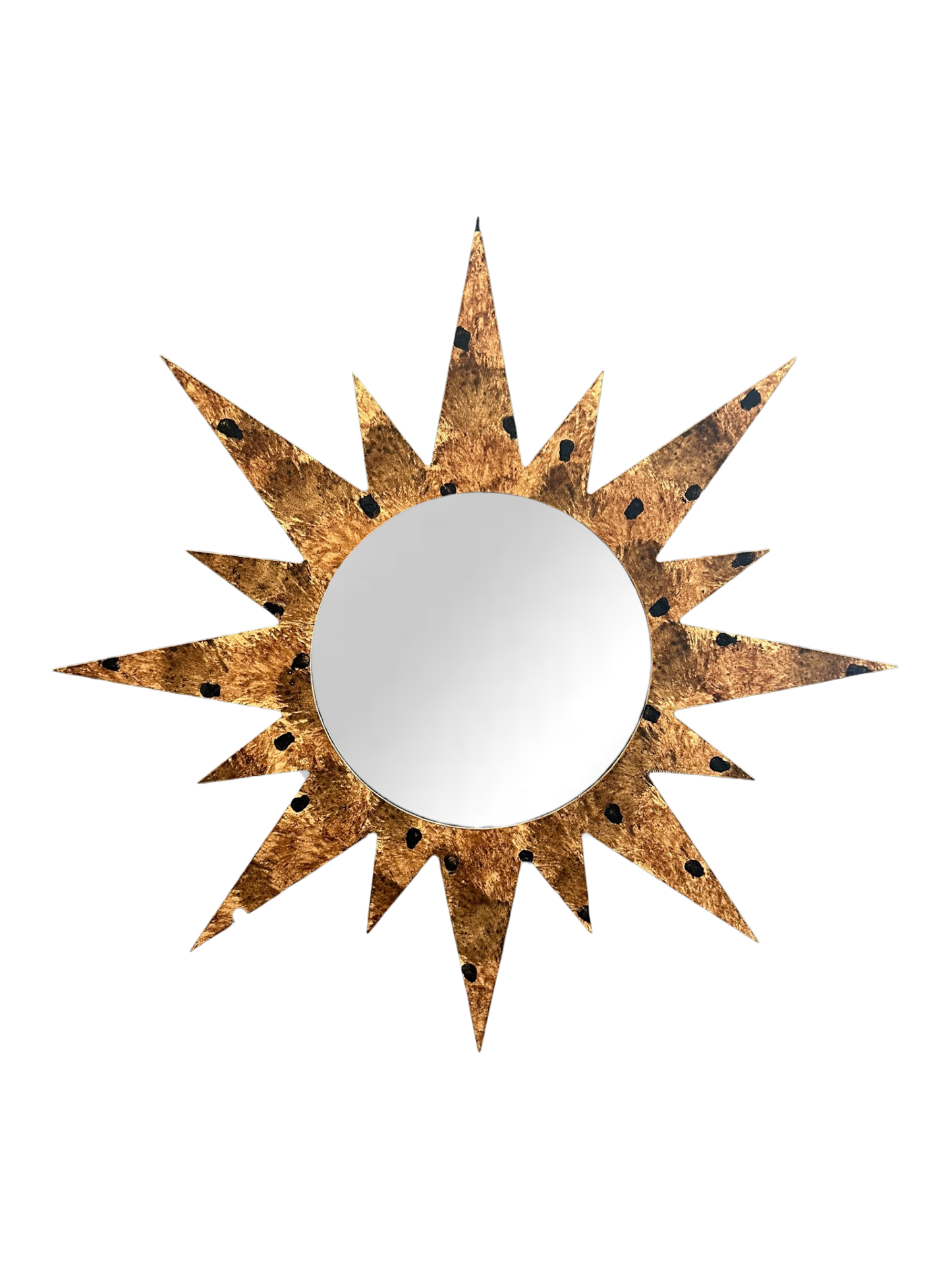 Small Bespoke Hand-Painted Sunburst Mirror in Tortoise
