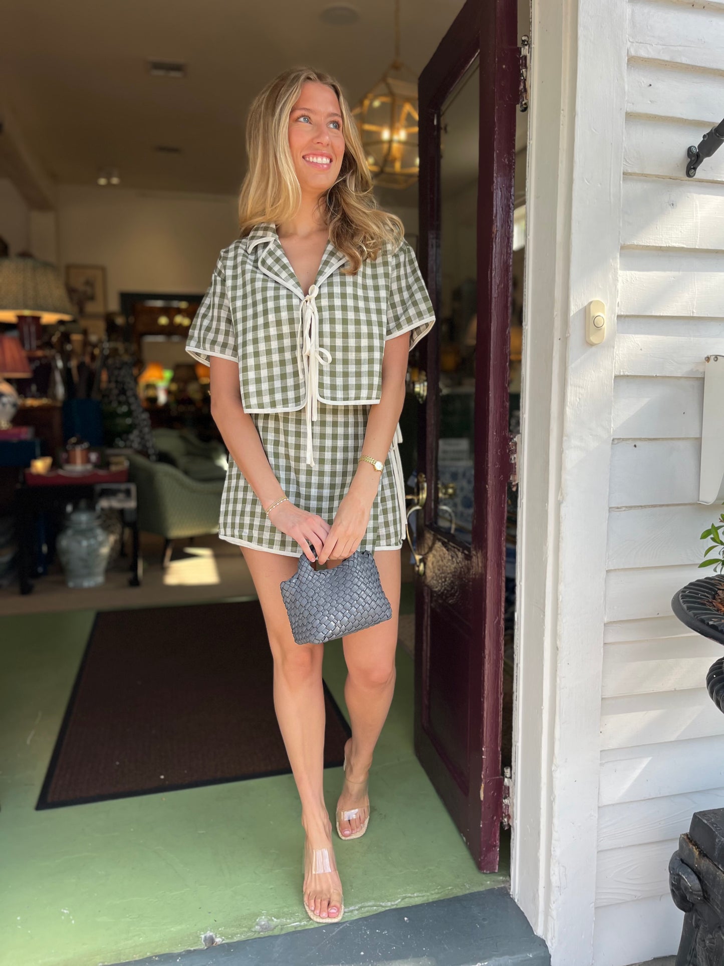 Gingham Plaid Top And Skort Set