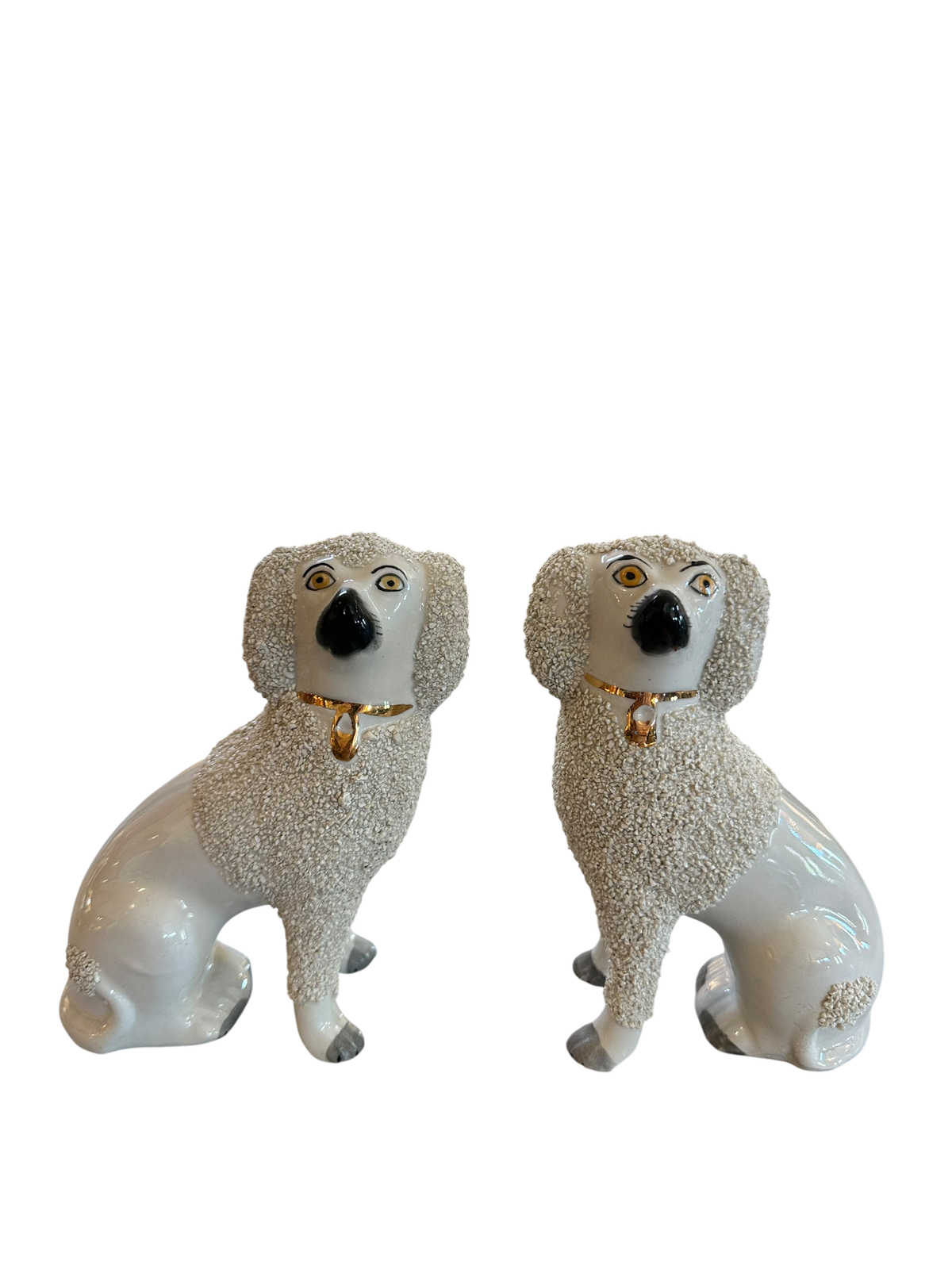 C. 1860 Staffordshire Confetti Poodle Pair - Petite