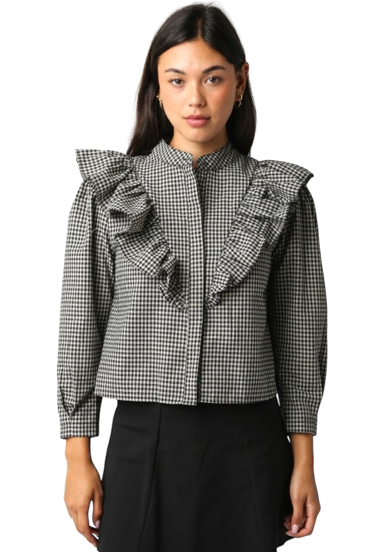 Center Yoke Black Gingham Shirt