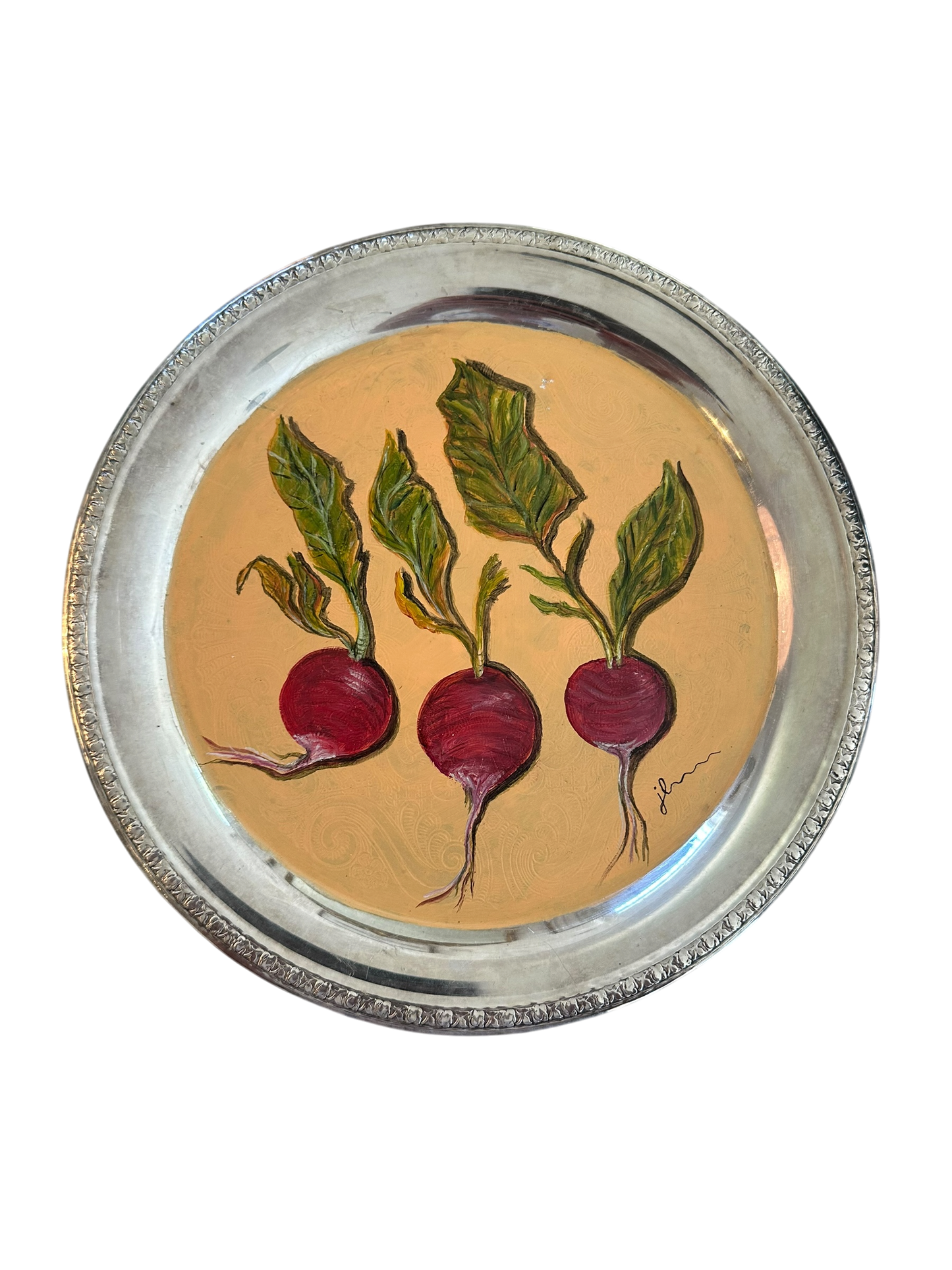 Jenn Leverett Art - Radishes on Silver II