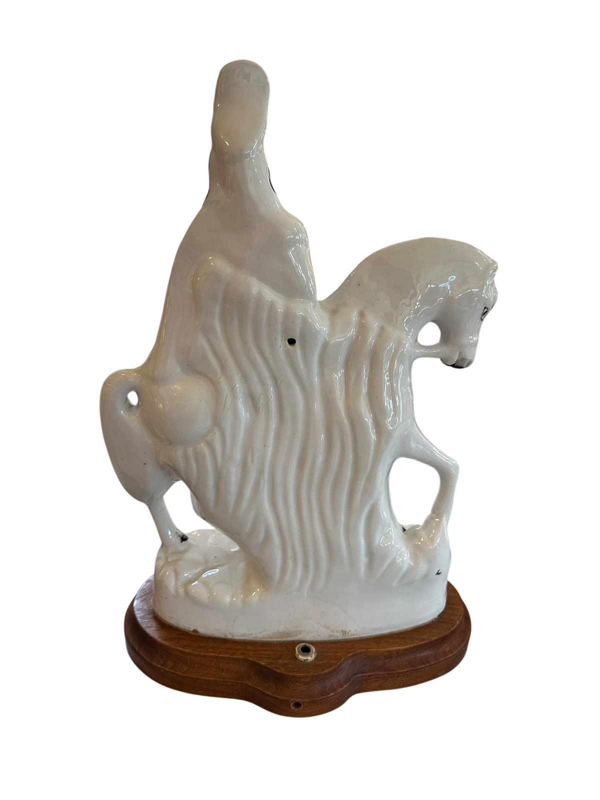 Pair of Antique Staffordshire Horseman on Wood Base