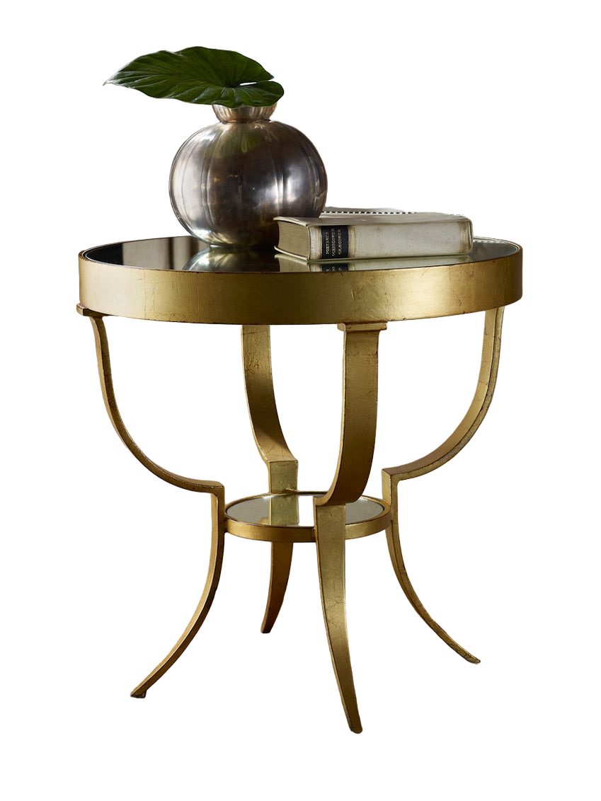 Wrought Gueridon-Gold Leaf-Mirror