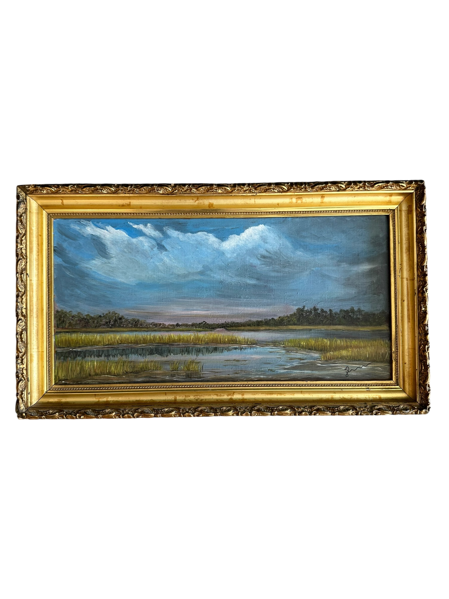 Jenn Leverett Art - Stormy Skies Marsh Scene