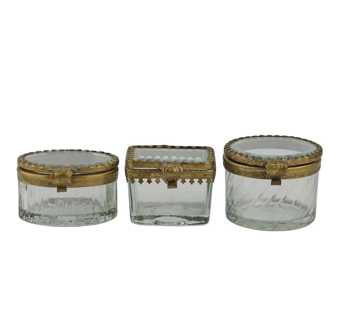 Beveled Glass Boxes, Set of 3