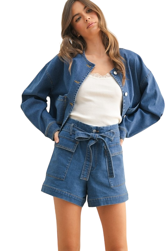 Tie Front Denim Short