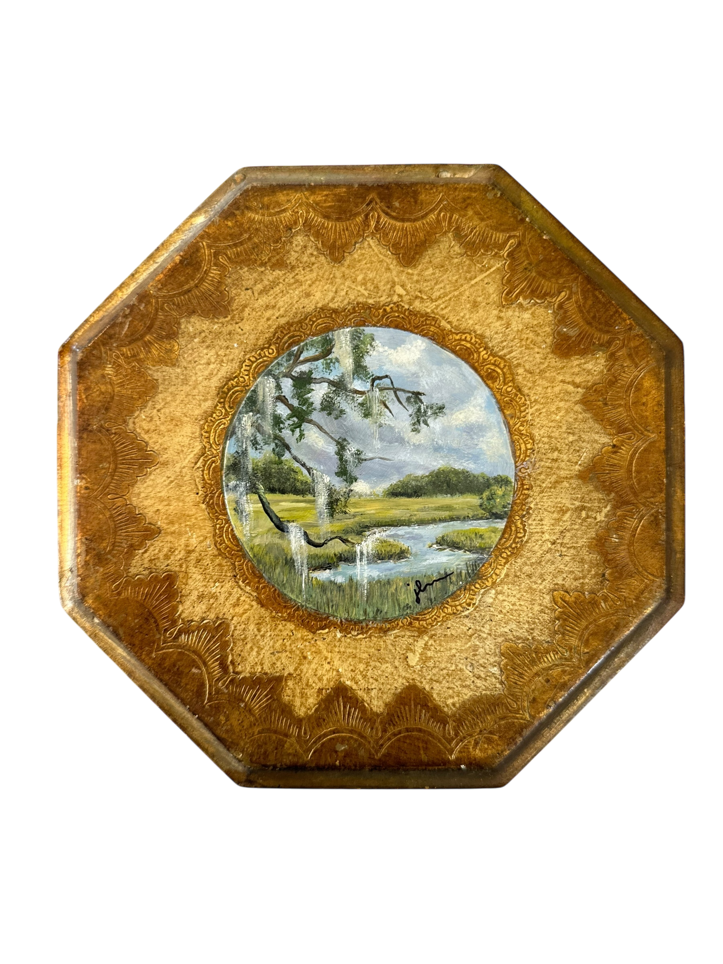 Jenn Leverett Art - Octagonal Florentine Landscape II