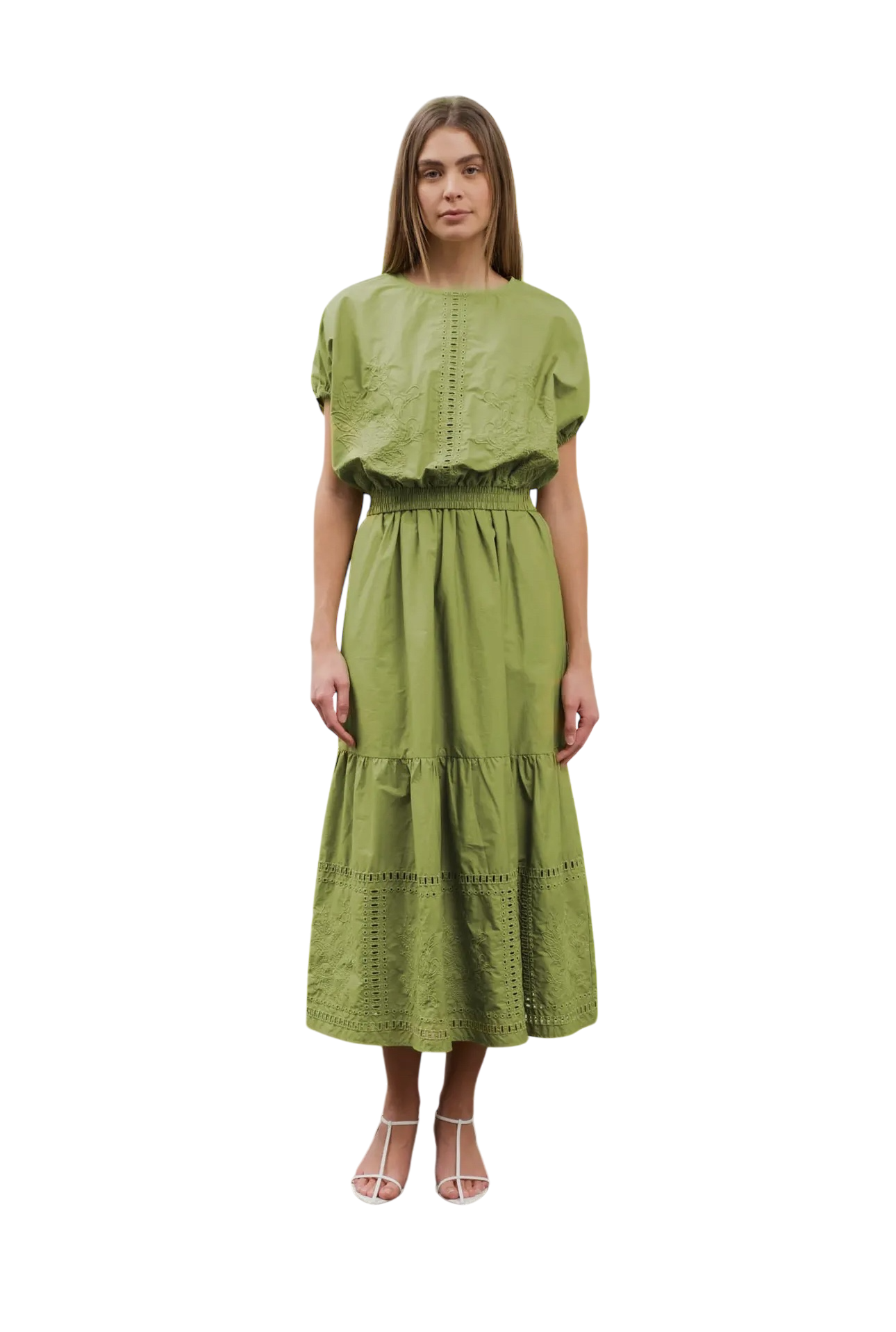 Eyelet Detail Skirt in Green