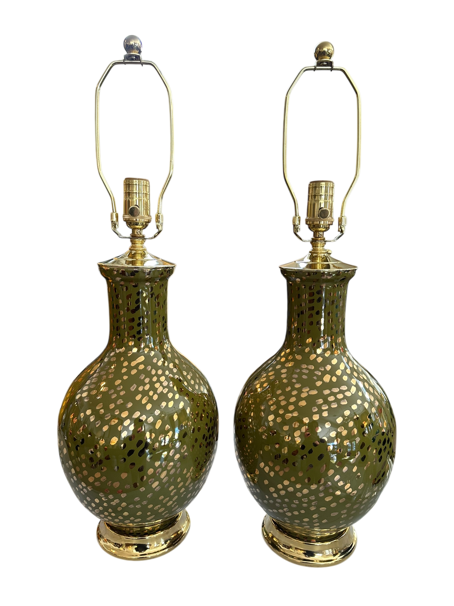 Presidio Lamp - Dappled Olive + Gold Lustre