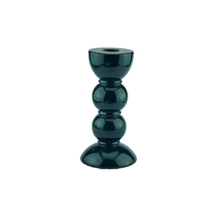 Medium Racing Green Bobbin Candlesticks - 14cm