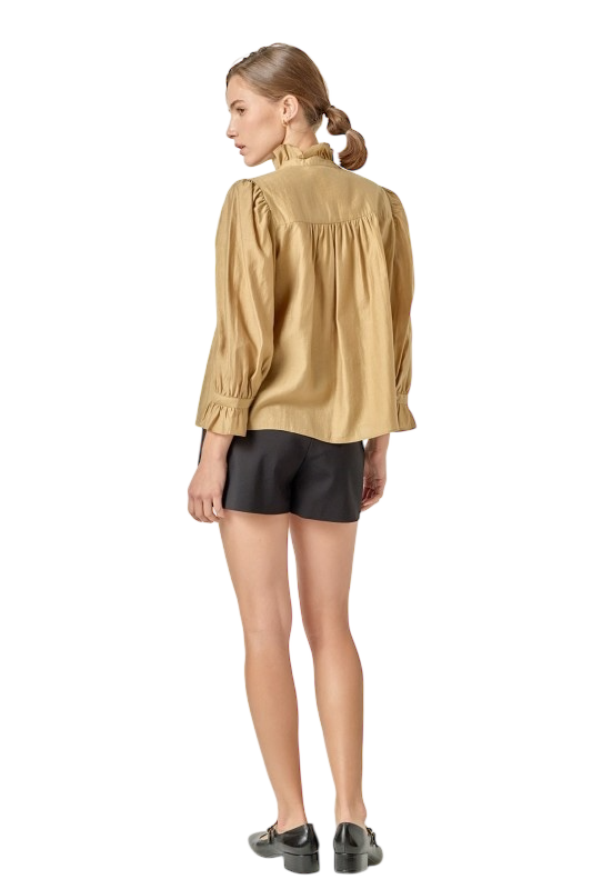 Ruffle Detailed Blouse in Olive