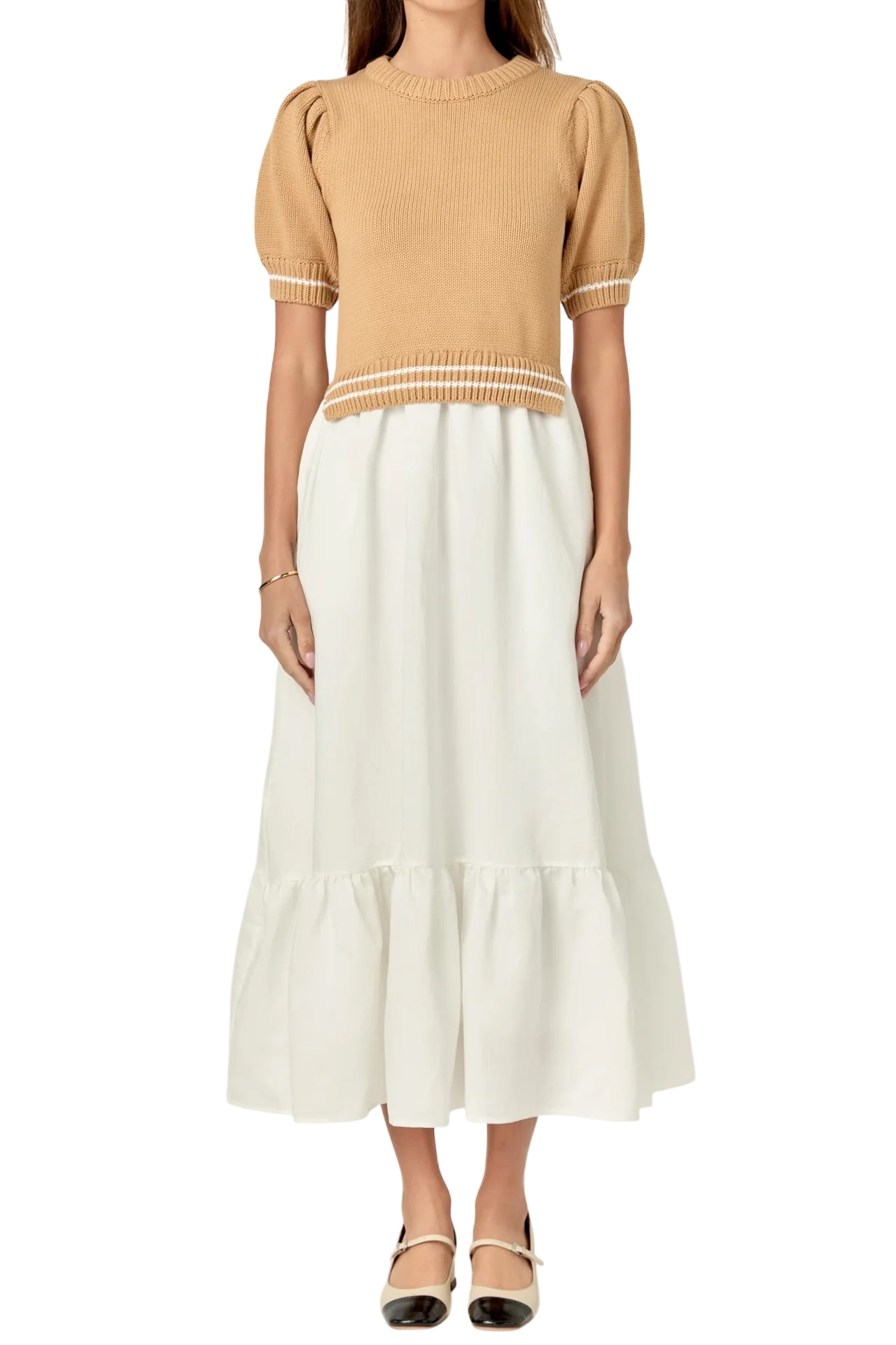 Camel Mixed Media Midi