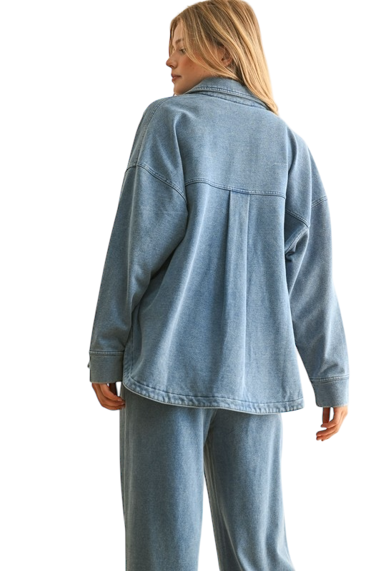 Washed Denim Button Down Jacket