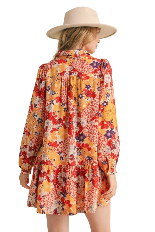 Floral Multicolor Drop Waist Mini