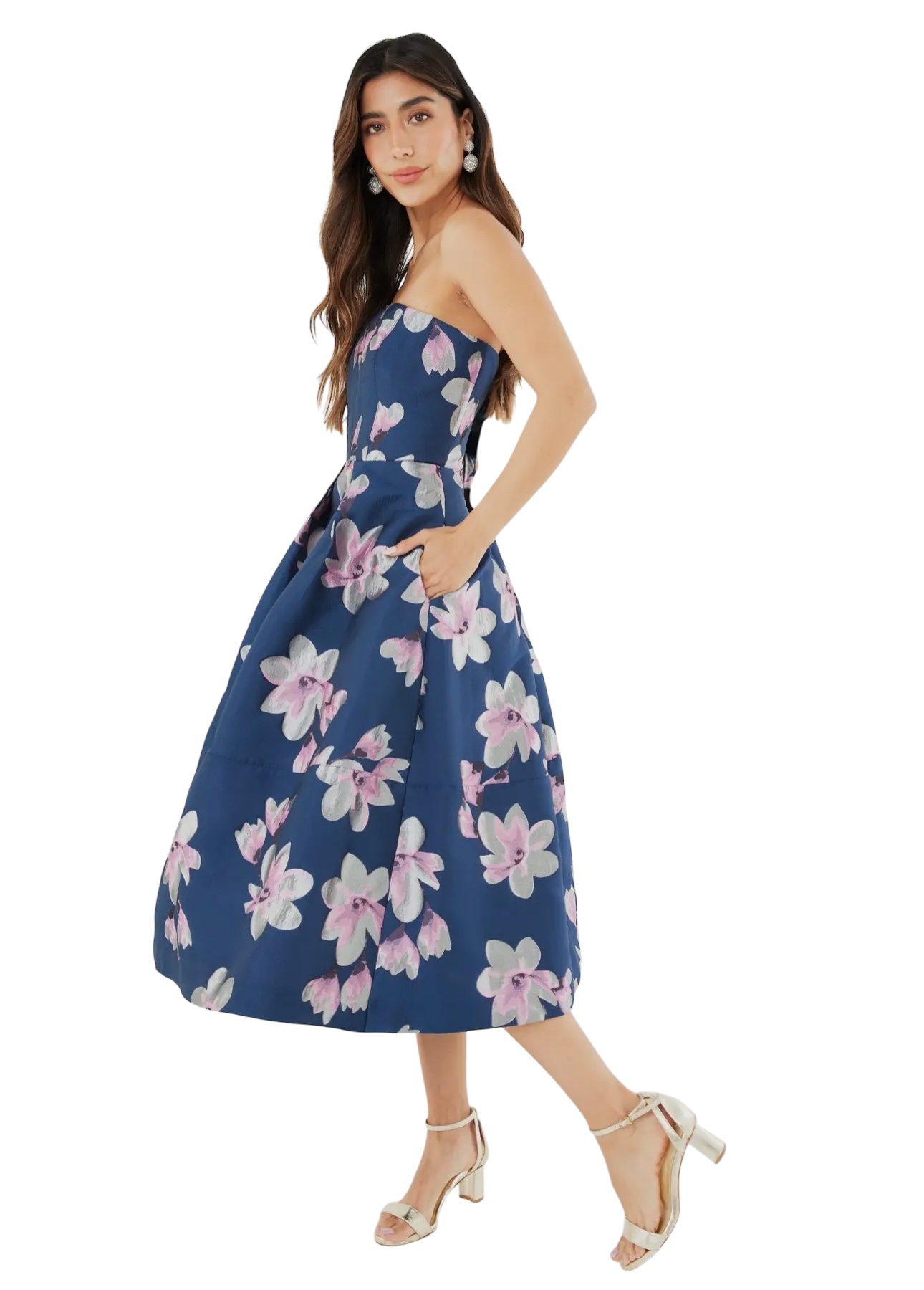 Catherine Dress Blue Plumeria