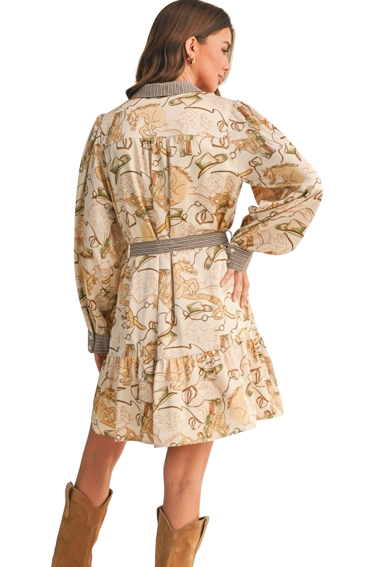 Equestrian Print Button Down Mini