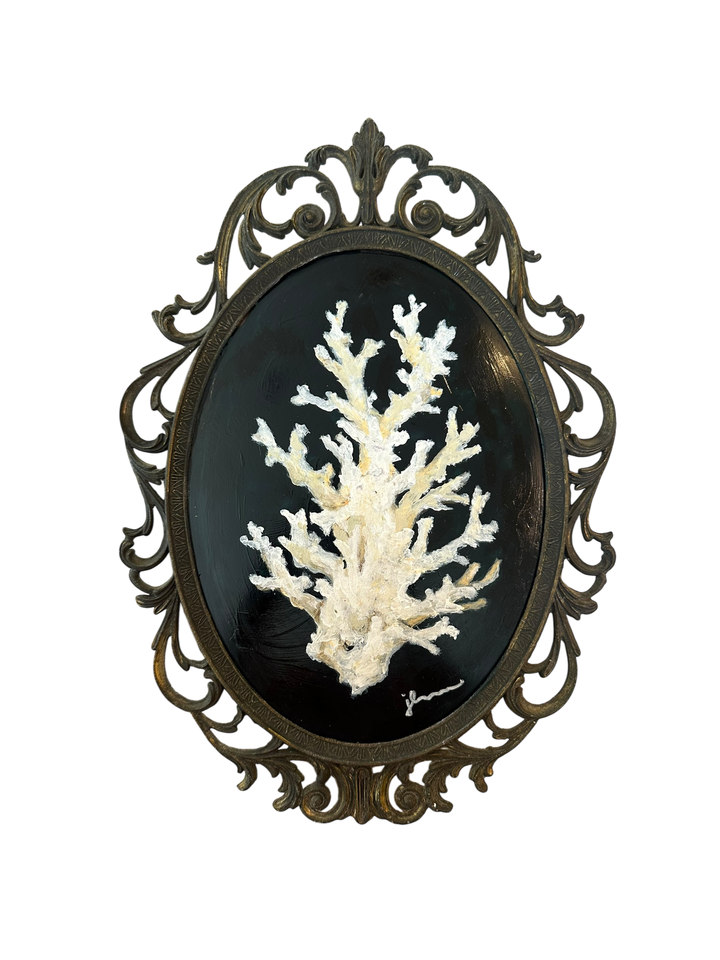 Jenn Leverett Art - Coral in Vintage Frame I