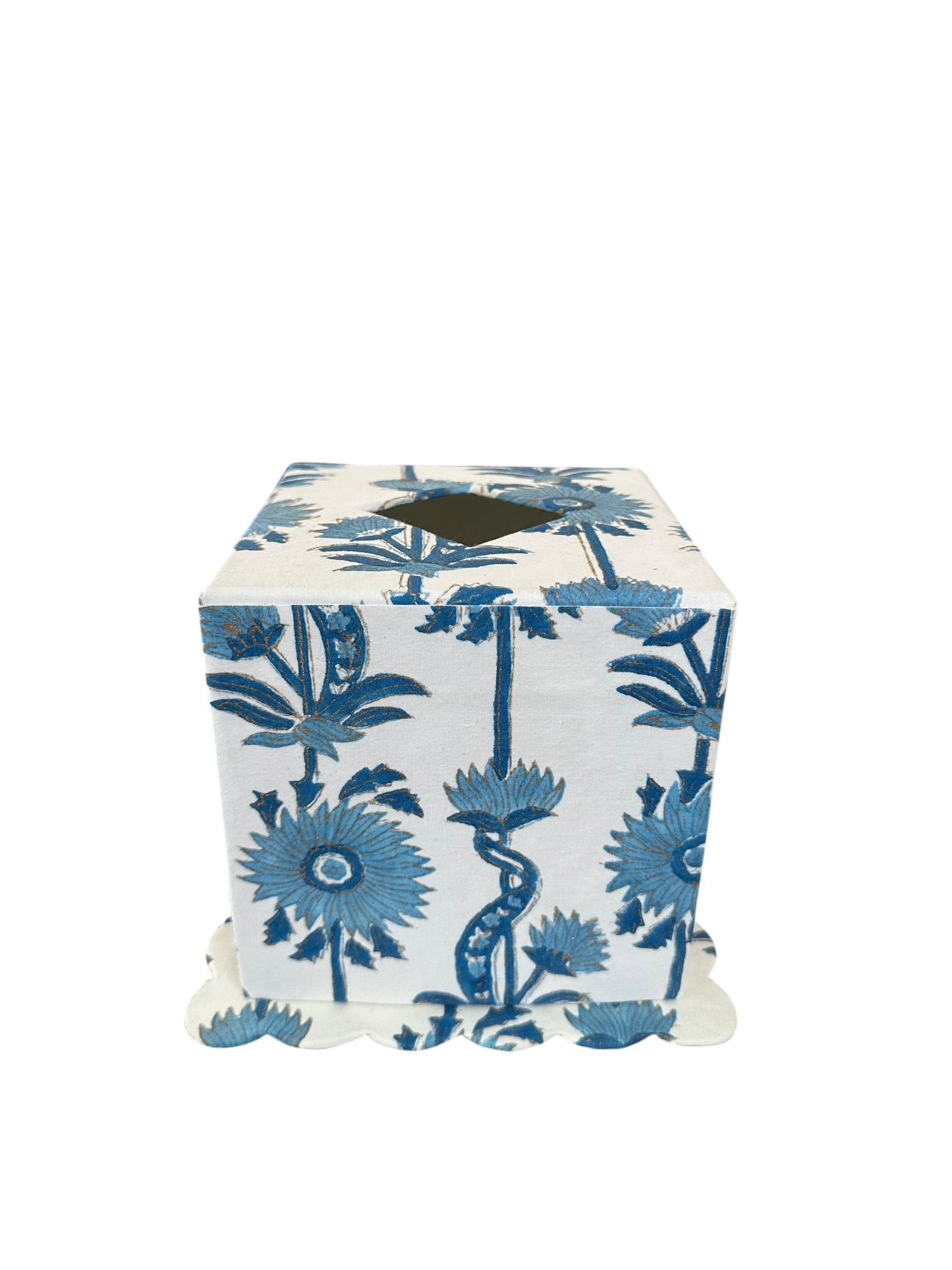 Floral Vines Tissue Box - Blue