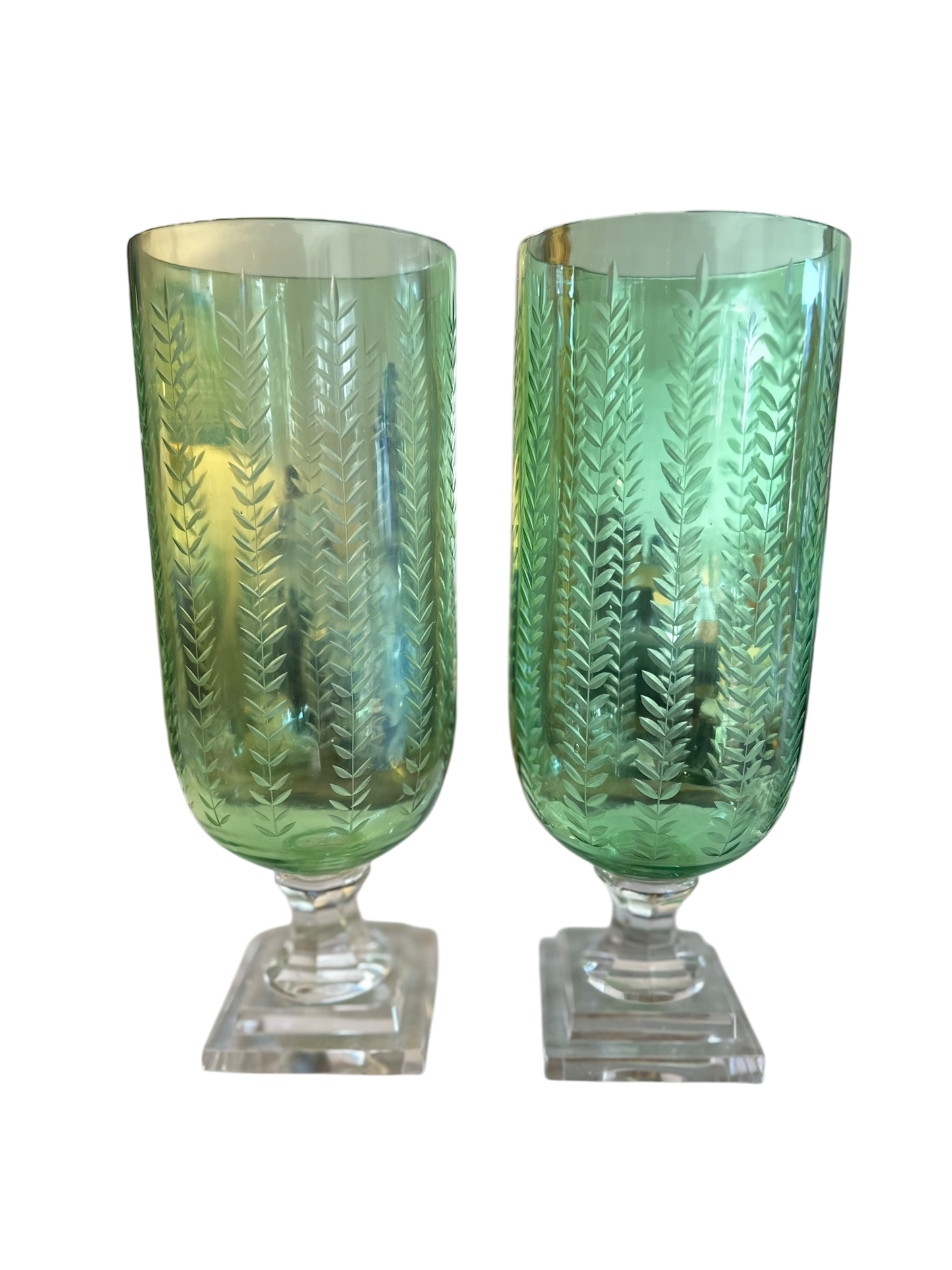 Pair of Laurel Leaf Etched Hurricanes