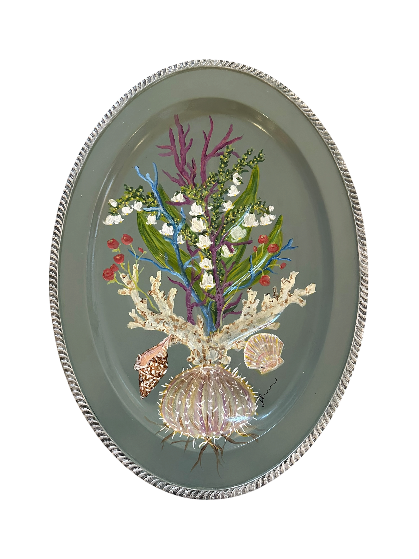 Jenn Leverett Art - Coral Tree on Silver Tray
