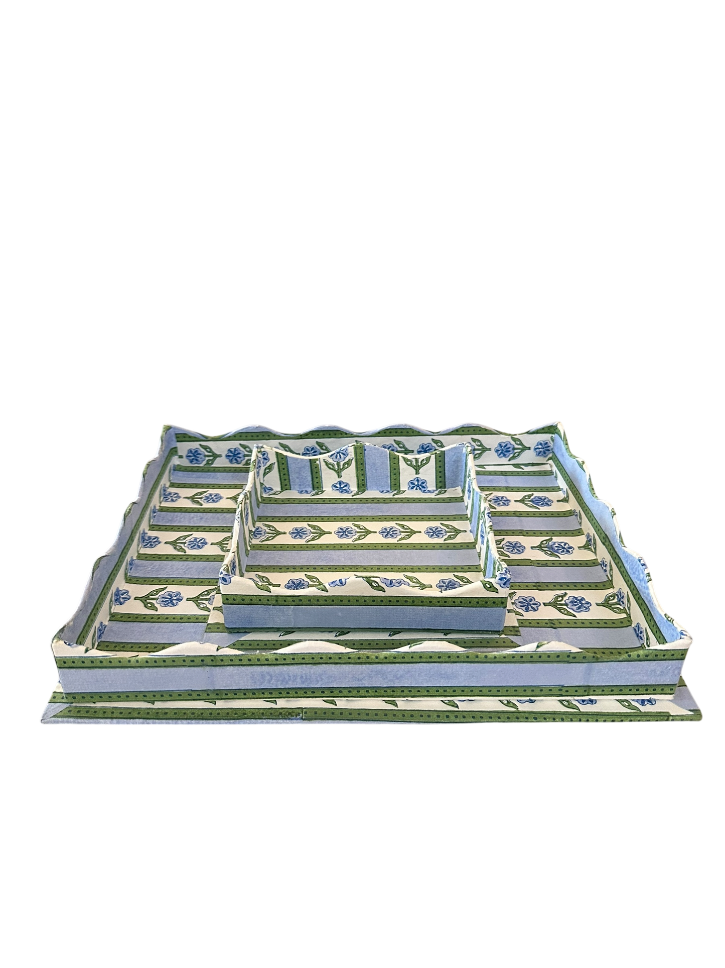 Cottage Garden Blockprint Tray Set