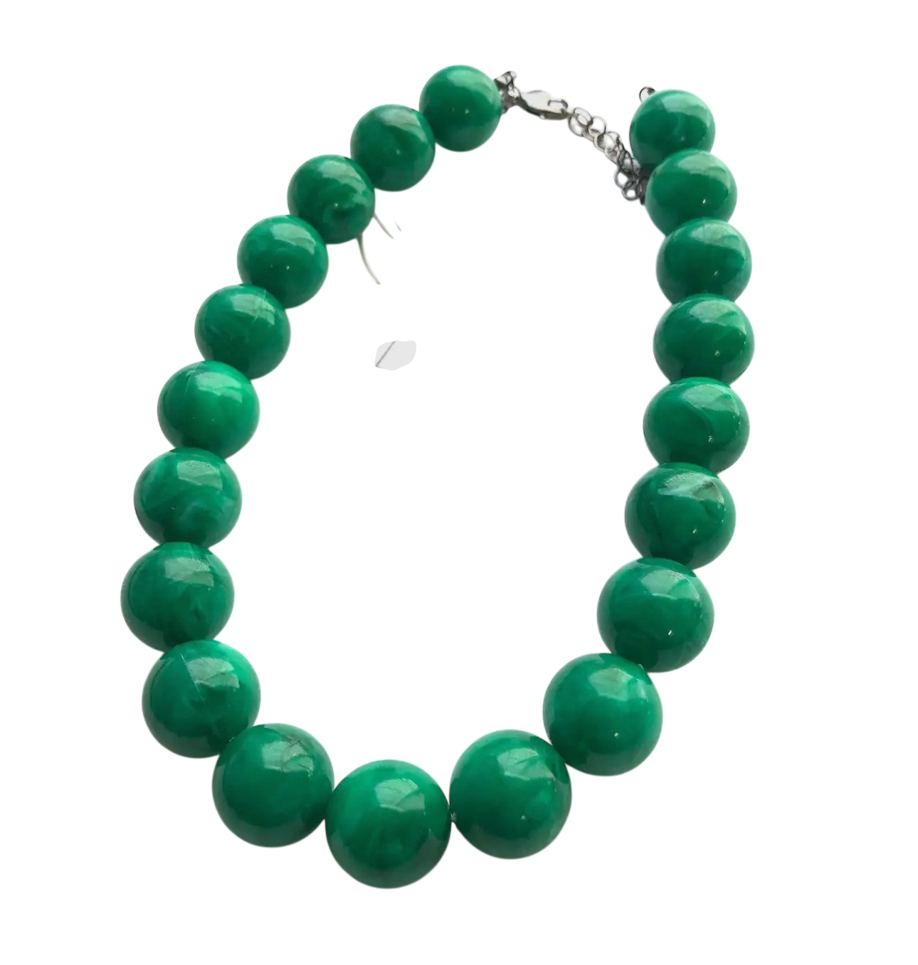 Emerald Green Marbled Jumbo Beaded Necklace