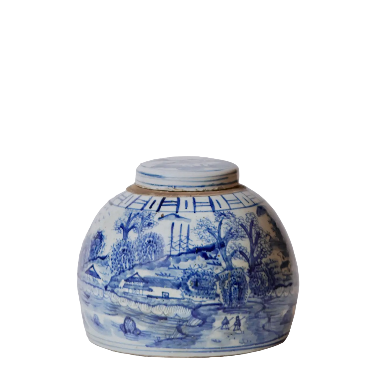 Blue & White Landscape Lidded Jar