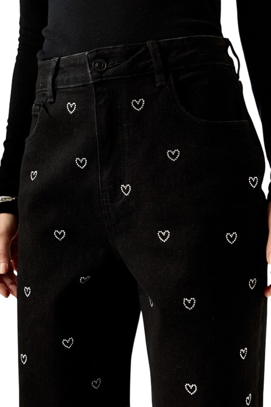 Rhinestone Heart Jeans