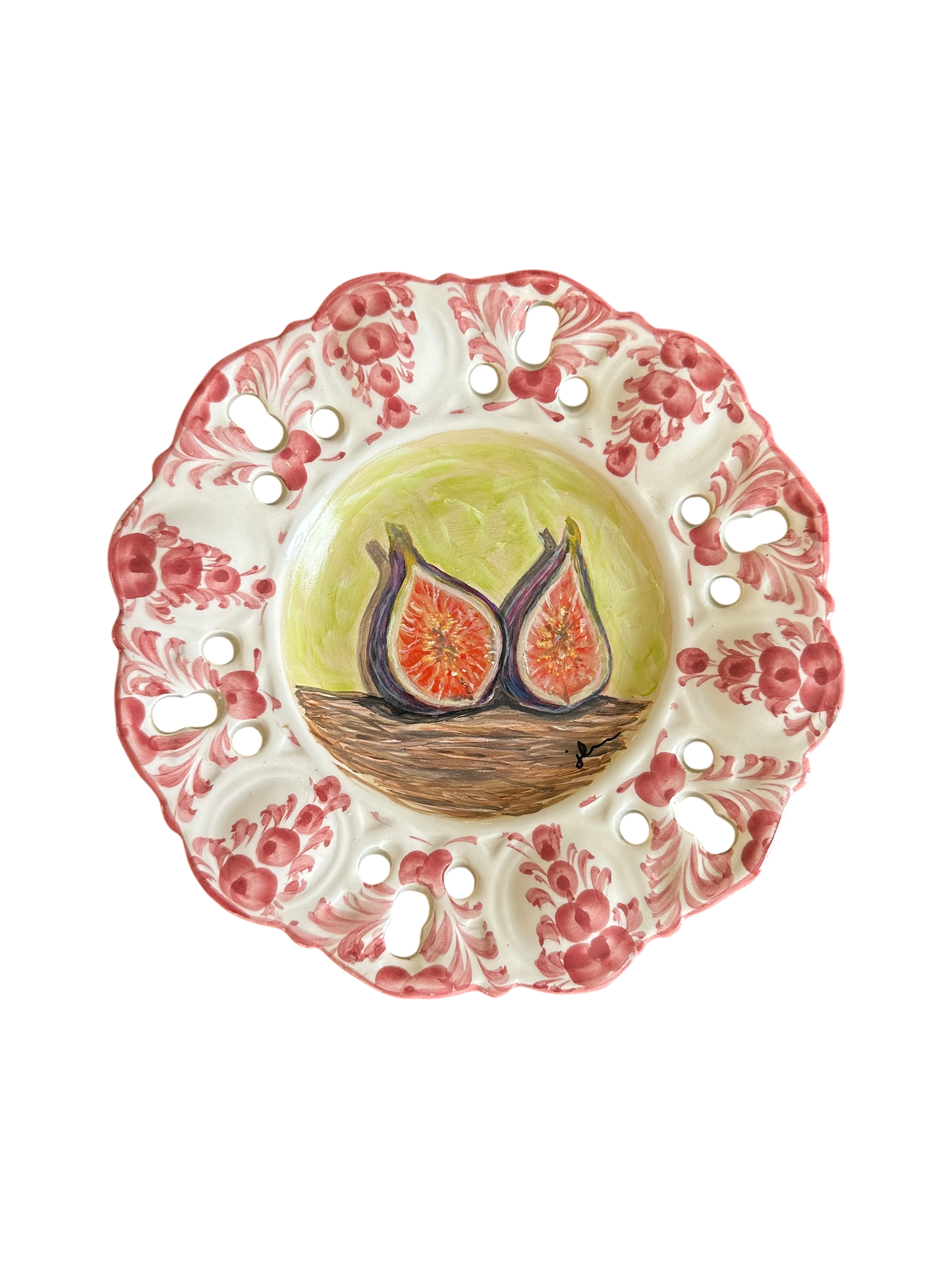 Jenn Leverett Art - Figs on Hand-Painted Plate I